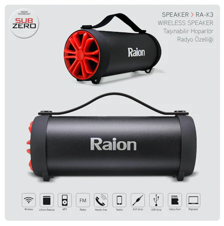 RAİRON RA-K3 WIRELESS SPEAKER,BT